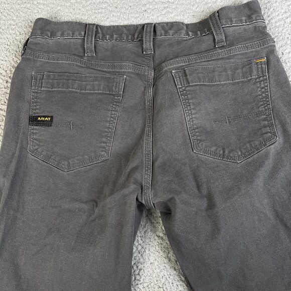 Ariat Rebar M7 Slim Straight Leg Jeans Mens 30x32 Gray Field Carpenter Canvas - Picture 10 of 16